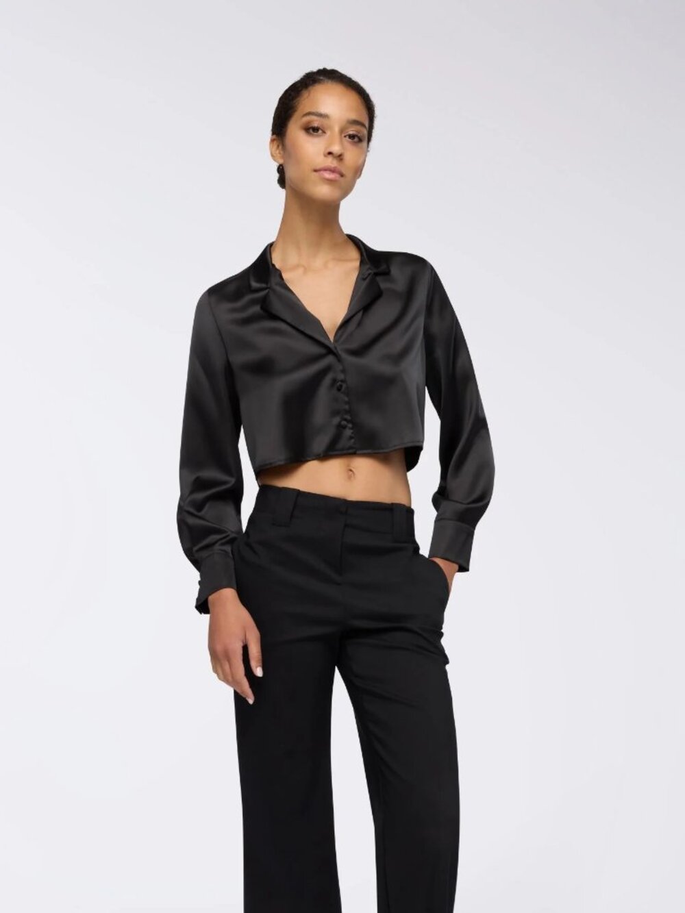 Zara Black Shimmery Button Down Shirt Size XS